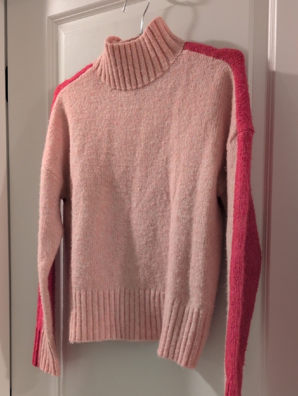 LOFT Pink Colorblock Turtleneck Sweater Size XS